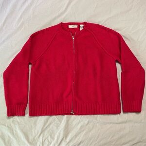 Lord & Taylor VINTAGE red zip-up sweater